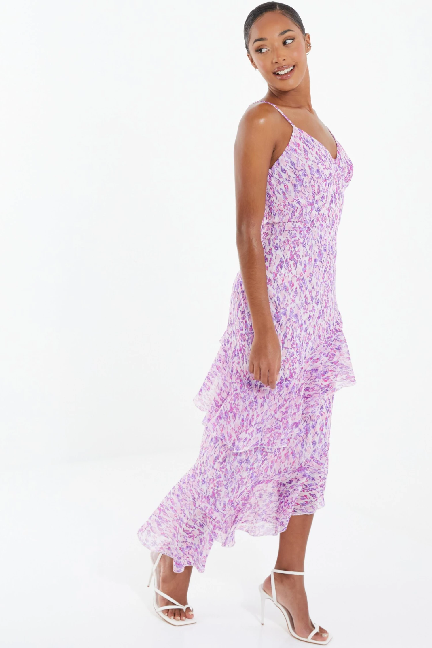 Lilac Chiffon Animal Print Midi Dress 6 Lilac Chiffon Animal Print Midi Dress - Image 4