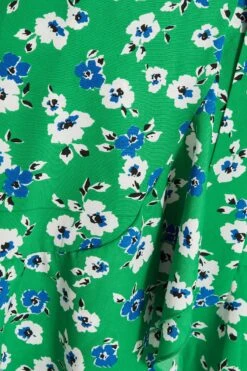 Green Floral Print Skater Mini Dress -Princess Style Shop 00100037629 ZS