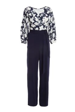 Navy Floral Palazzo Jumpsuit