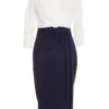 Navy Contrast Wrap Midi Dress -Princess Style Shop 00100037632 ZM