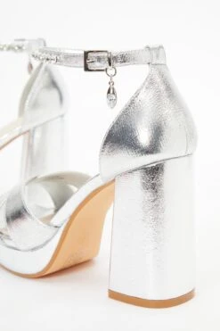 Wide Fit Silver Platform Heeled Sandals -Princess Style Shop 00100037653 ZB
