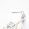 Wide Fit Silver Platform Heeled Sandals -Princess Style Shop 00100037653 ZM
