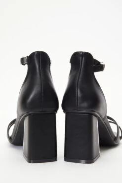 Wide Fit Black Asymmetric Strap Heeled Sandals -Princess Style Shop 00100037666 ZB