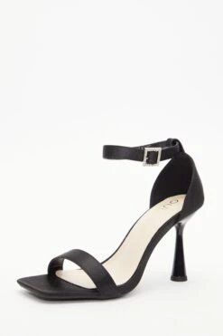 Wide Fit Black Heeled Sandals -Princess Style Shop 00100037673 XB