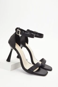 Wide Fit Black Heeled Sandals -Princess Style Shop 00100037673 XS