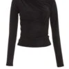 Black Ruched High Neck Top