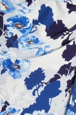 Navy Floral Wrap Midi Dress -Princess Style Shop 00100037771 ZS