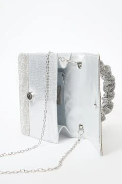 Silver Diamante Ruched Bag -Princess Style Shop 00100037782 XS
