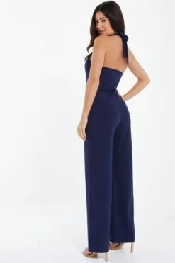 Navy Halter Neck Palazzo Jumpsuit -Princess Style Shop 00100037802 XB