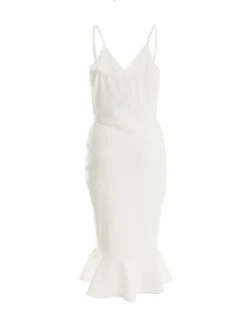 White Jacquard Frill Detail Midi Dress 12 White Jacquard Frill Detail Midi Dress -Princess Style Shop 00100037817 ZB