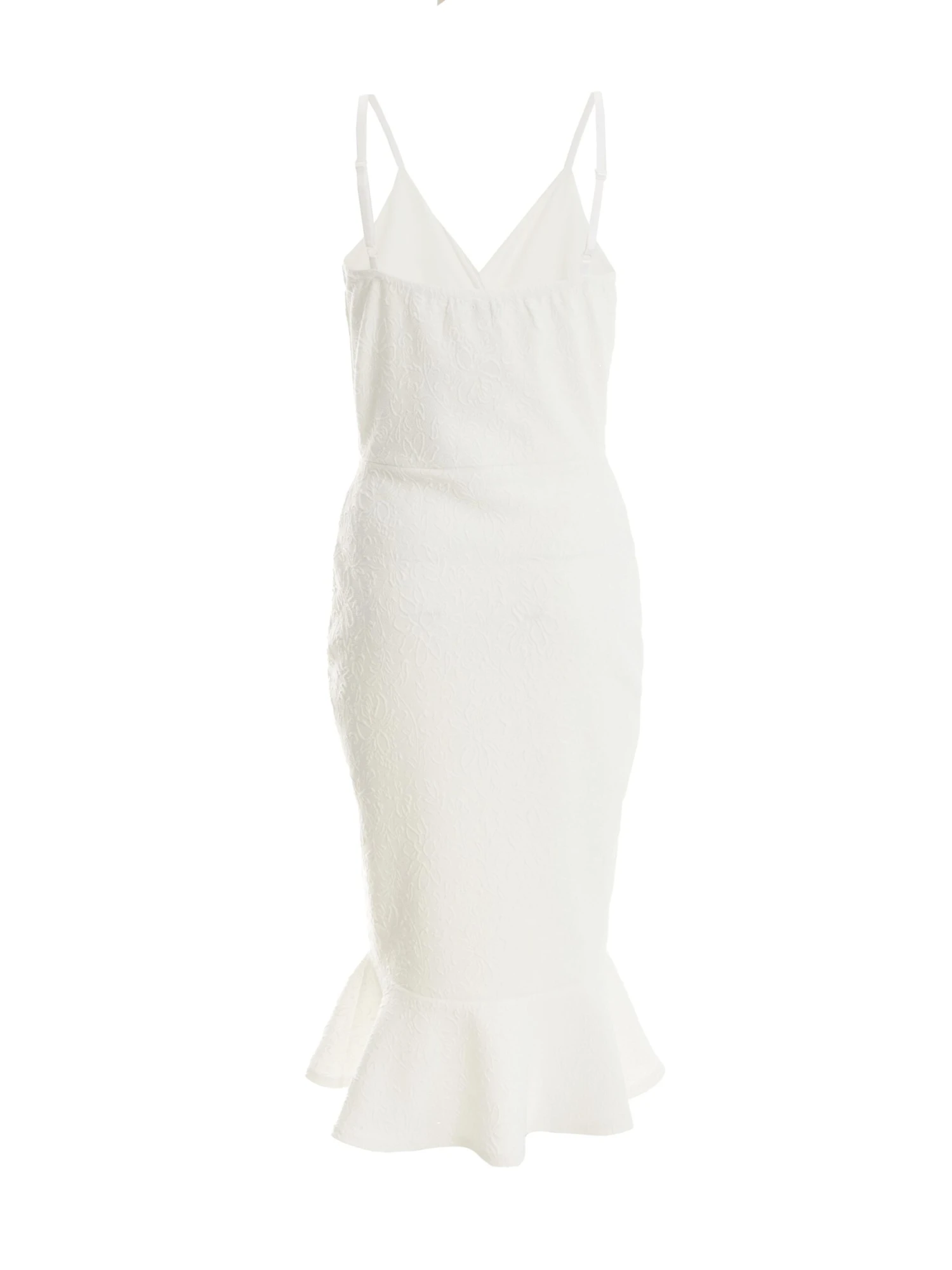 White Jacquard Frill Detail Midi Dress 7 White Jacquard Frill Detail Midi Dress - Image 5