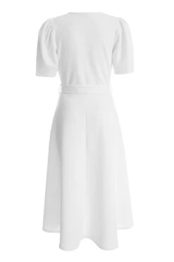 White Jacquard Print Dip Hem Midi Dress -Princess Style Shop 00100037818 ZB