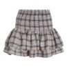Stone Check Print Ruched Frill Mini Skirt