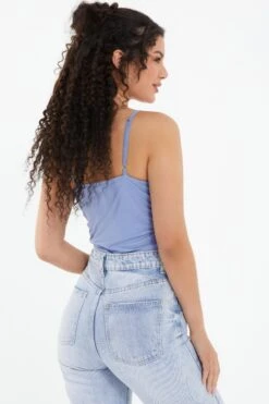 Pale Blue Lace Up Ruched Bodysuit 10 Pale Blue Lace Up Ruched Bodysuit -Princess Style Shop 00100037883 XB