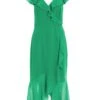 Green Wrap Frill Midi Dress -Princess Style Shop 00100037904 ZM