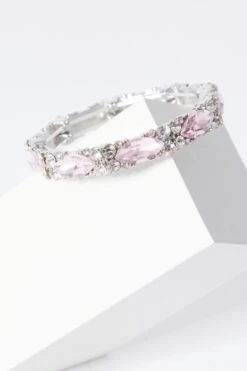 Pink Diamante Oval Stretch Bracelet