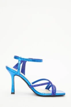 Royal Blue Diamante Strappy Heeled Sandals -Princess Style Shop 00100037987 ZS