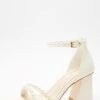 Bridal White Faux Leather Pearl Heeled Sandals -Princess Style Shop 00100037988 ZM