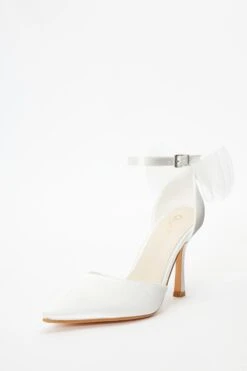 Bridal White Satin Organza Bow Court Heels -Princess Style Shop 00100037989 XB