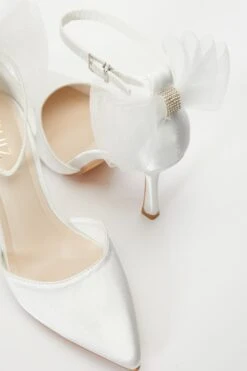 Bridal White Satin Organza Bow Court Heels -Princess Style Shop 00100037989 ZB