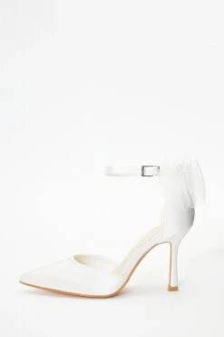Bridal White Satin Organza Bow Court Heels