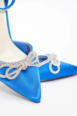 Royal Blue Diamante Bow Court Heels -Princess Style Shop 00100037991 ZB
