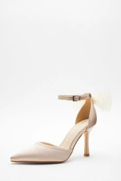Champagne Satin Organza Bow Court Heels -Princess Style Shop 00100037994 XB
