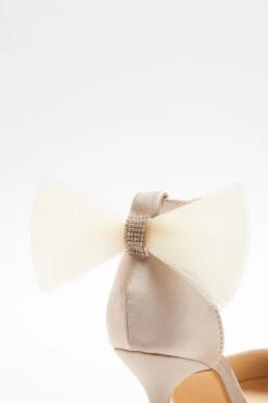 Champagne Satin Organza Bow Court Heels -Princess Style Shop 00100037994 ZB