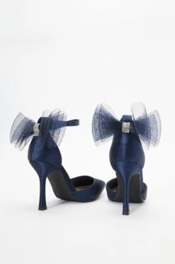 Navy Satin Organza Bow Court Heels -Princess Style Shop 00100038001 ZB
