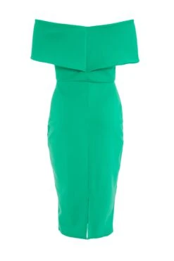 Green Bardot Bow Midi Dress -Princess Style Shop 00100038010 ZB