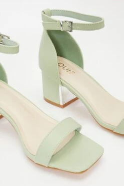 Sage Faux Leather Low Heeled Sandals -Princess Style Shop 00100038011 ZB