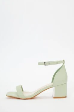 Sage Faux Leather Low Heeled Sandals