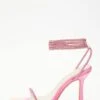 Pink Satin Clear Ankle Tie Heeled Sandals -Princess Style Shop 00100038023 ZM