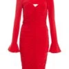 Red Knot Ruched Bodycon Midi Dress -Princess Style Shop 00100038036 ZM
