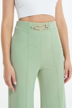 Sage Buckle Palazzo Trousers -Princess Style Shop 00100038052 ZS