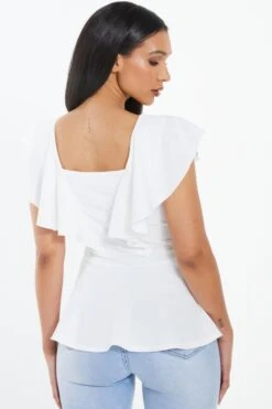 Cream Frill Sleeve Peplum Top -Princess Style Shop 00100038060 XB