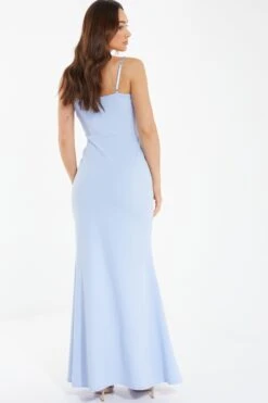 Light Blue Embellished Frill Maxi Dress -Princess Style Shop 00100038071 XB