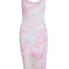 Pink Mesh Marble Print Ruched Midi Dress -Princess Style Shop 00100038079 ZM