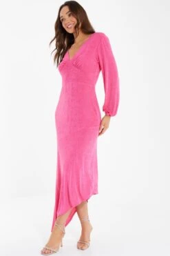 Pink Slinky Long Sleeve Maxi Dress -Princess Style Shop 00100038081 XS