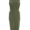 Khaki Wrap Sleeveless Midi Dress -Princess Style Shop 00100038089 ZM