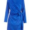 Royal Blue Satin Jacquard Mini Dress -Princess Style Shop 00100038119 ZM