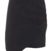 Black Ruched Wrap Mini Skirt