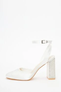 Bridal White Pearl Block Heel Sandal