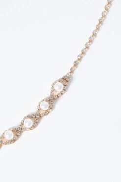 Gold Diamante Pearl Swirl Necklace -Princess Style Shop 00100038128 ZS