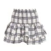 White Check Print Ruched Frill Mini Skirt -Princess Style Shop 00100038133 ZM