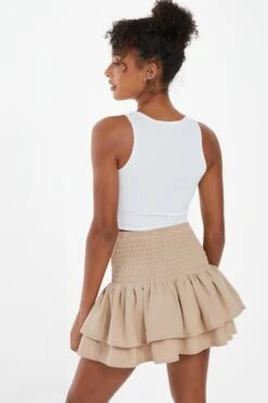 Stone Ruched Frill Mini Skirt -Princess Style Shop 00100038134 XB