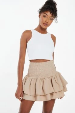 Stone Ruched Frill Mini Skirt -Princess Style Shop 00100038134 XM