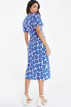 Royal Blue Floral Midi Dress -Princess Style Shop 00100038137 XB