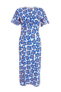 Royal Blue Floral Midi Dress