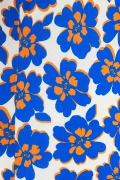 Royal Blue Floral Midi Dress -Princess Style Shop 00100038137 ZS